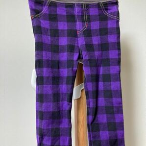 パンツ　紫のチェック　オシャレ　90センチ チェック柄