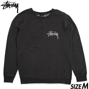 希少■STUSSY (ステューシー) 筆記体ロゴ プリント 長袖 スウェット 灰グレー M 古着ヴィンテージ オールド リバースウィーブ