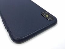 iPhone XS Max レザー風 シンプル ソフトカバー ケース 薄型 シンプル TPU ネイビー_画像4