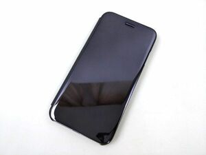 鏡面 iPhone7/8用 手帳型ミラーフリップケース カバー 半透明 ブラック