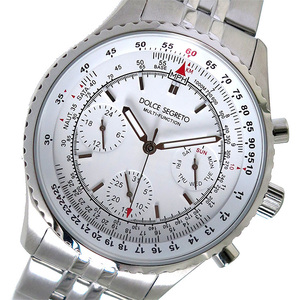 ドルチェセグレート DOLCE SEGRETO クロノ クオーツ メンズ 腕時計 MBR100WH ホワイト ホワイト
