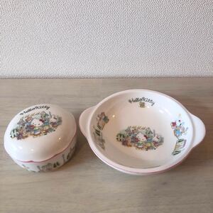 * Hello Kitty *NIKKO sugar pot soup plate 2 point set hardness ceramics tableware made in Japan 1997 year Sanrio case 