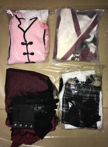 コスプレ衣装4点セット ゴスロリ チェックメイド 着物 袴 チャイナメイド コスプレ ロリータ メイド服