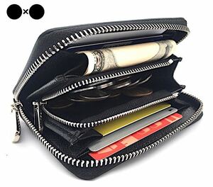 ミニ財布 コインケース カードケース 小銭入れ メンズ レディース 黒 ブラック スリムなのに大容量 ラウンドファスナー レザー財布 L字型