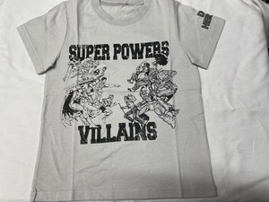 ★☆ ●スーパー パワーズ VILLAINS 130㎝ 半袖プリントTシャツ 薄いグレー系 店番-198 ☆★