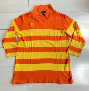 パーリーゲイツ　オレンジ×黄色　七分袖　ポロシャツカットソー　0 レディースゴルフウエアー　春