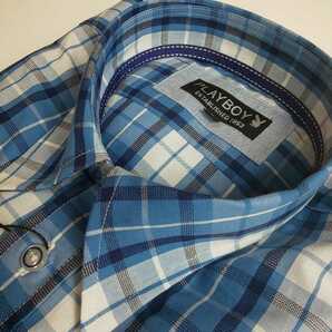 PLAYBOY 半袖 カジュアルシャツ レギュラーカラー Mサイズ チェック 新品 綿100% 20PB003M-1の画像3
