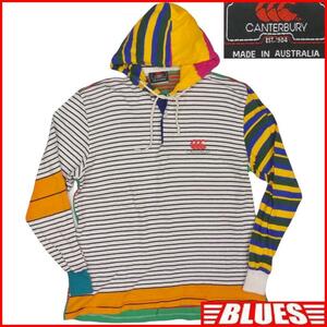 即決★オーストラリア製 CANTERBURY★メンズS ラガーシャツ パーカー カンタベリー ボーダー ヴィンテージ 90‘s クレイジーパターン