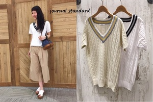 ジャーナルスタンダードレリューム*journal standard relume★綿麻Vネックショートスリーブニット/新品