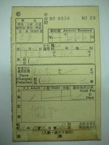 /H052【送込】車内補充券 区変 東三条 大阪車掌区 S42( 難有)