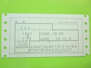 H063 マルス券N型 特急券 ひかり33 東京-名古屋 S51
