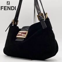 1円〜未使用級 FENDI フェンディ マンマバケット メンズ レディース ワンショルダーバッグ ハンド レザー 本革 スエード スウェード 黒_画像1