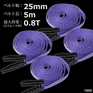 ベルトスリング ナイロンスリング 幅25mm×5m 耐荷0.8t 800kg [4本セット] 吊りベルト 荷吊 運搬 牽引/15