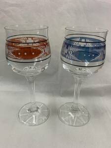 BOHEMIA　ボヘミア　LEAD CRYSTAL＆KALI GLASS　40157/190RB　ワイングラス　ペア　赤　青　元箱付き②