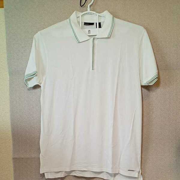 zcl-04♪USA古着◆DKNY ダナキャラン ニューヨーク　ポロシャツ半袖無地ホワイトポロシャツメンズUSA規格-2XLサイズ