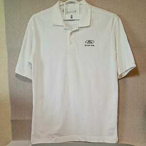 zcl-04♪USA古着◆CUTTER＆BUCK Ford　Drive One 刺繍ロゴ　ポロシャツ半袖無地ホワイトポロシャツメンズUSA規格-XLサイズ