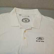 zcl-04♪USA古着◆CUTTER＆BUCK Ford　Drive One 刺繍ロゴ　ポロシャツ半袖無地ホワイトポロシャツメンズUSA規格-XLサイズ_画像5