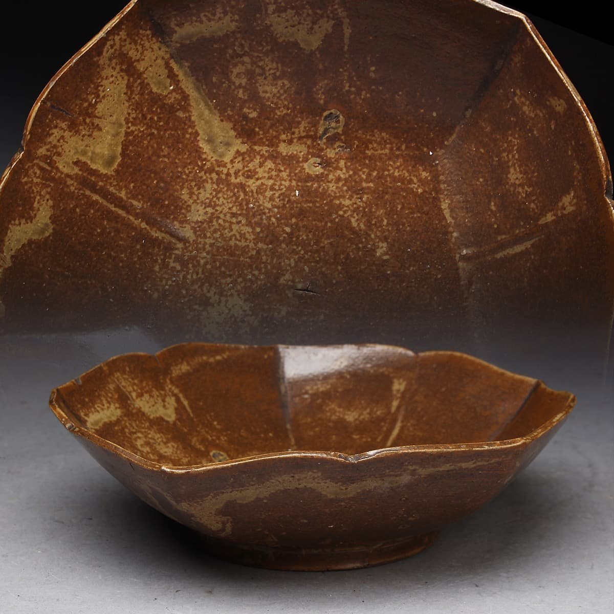 メール便可/取り寄せ 九谷焼 古九谷 吸坂白鷺図 松葉形皿 五客 時代段