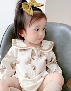 くま ロンパース 襟 ベビー キッズ 子供服