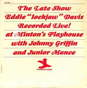 245736 EDDIE LOCKJAW DAVIS with JOHNNY GRIFFIN & JUNIOR MANCE / The Late Show(LP)