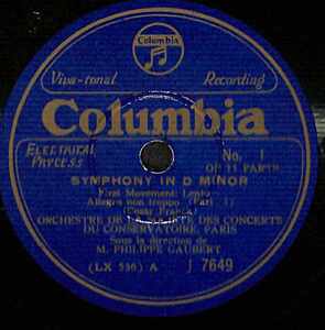 T0113 M. PHILIPPE GAUBERT, ORCHESTRE DE LA SOCIETE DES CONCERTS DU CONSERVATOIRE, PARIS / Franck: Symphony In D Minor(12”)