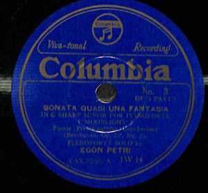 T0088 EGON PETRI / Beethoven: Sonata Quasi Una Fantasia 'Moonlight' / Liszt: Concert Etude In D Flat Major(12”)