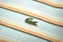 Y-3345★送料無料★LACOSTE SPORT ラコステ スポーツ★日本製 水色ボーダー ワニロゴ刺繍 ストレッチ ソフトなスムース 長袖 ポロシャツ 40_画像4