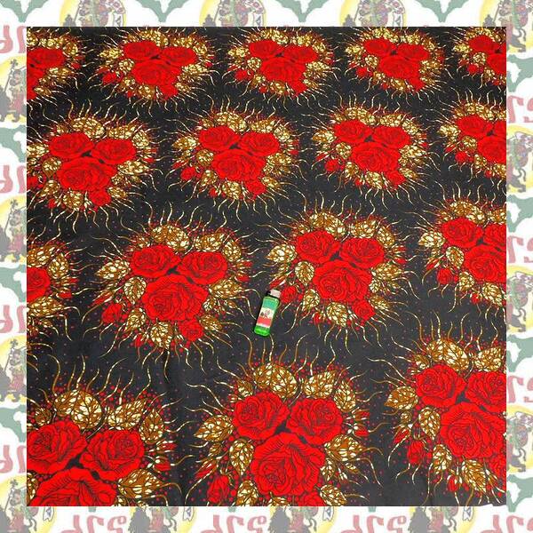 【SALE/180cm x 110cm/2ヤード】アフリカンプリント生地 barg-i05 アフリカ布 アフリカ生地 ゴールドプリント アンカラ キテンゲ パーニュ
