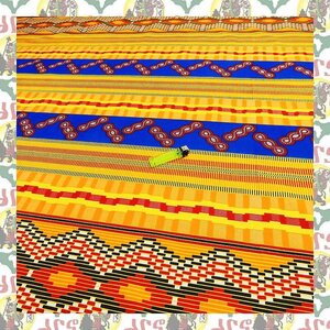 【SALE/90cm x 110cm/1ヤード】アフリカンプリント生地 kente-a95 アフリカ布 アフリカ生地 ゴールドプリント アンカラ キテンゲ パーニュ