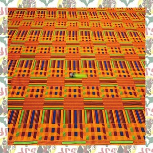 【SALE/90cm x 110cm/1ヤード】アフリカンプリント生地 kente-a108 アフリカ布 アフリカ生地 ゴールドプリント アンカラ キテンゲ パーニュ