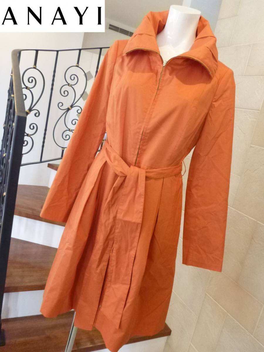 アナイ オレンジ トレンチコート 日本製 スプリングコート Mサイズ A 