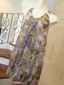 新品 PROFILE プロフィール★紫×茶×黄　バルーン裾　ワンピース　38　M相当