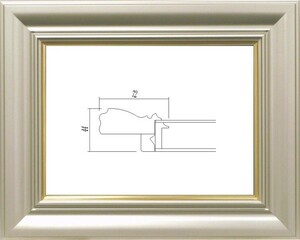 油絵/油彩額縁 樹脂製フレーム 3476 UVカットUVカットアクリル付 サイズ F15号 シャンペンゴールド