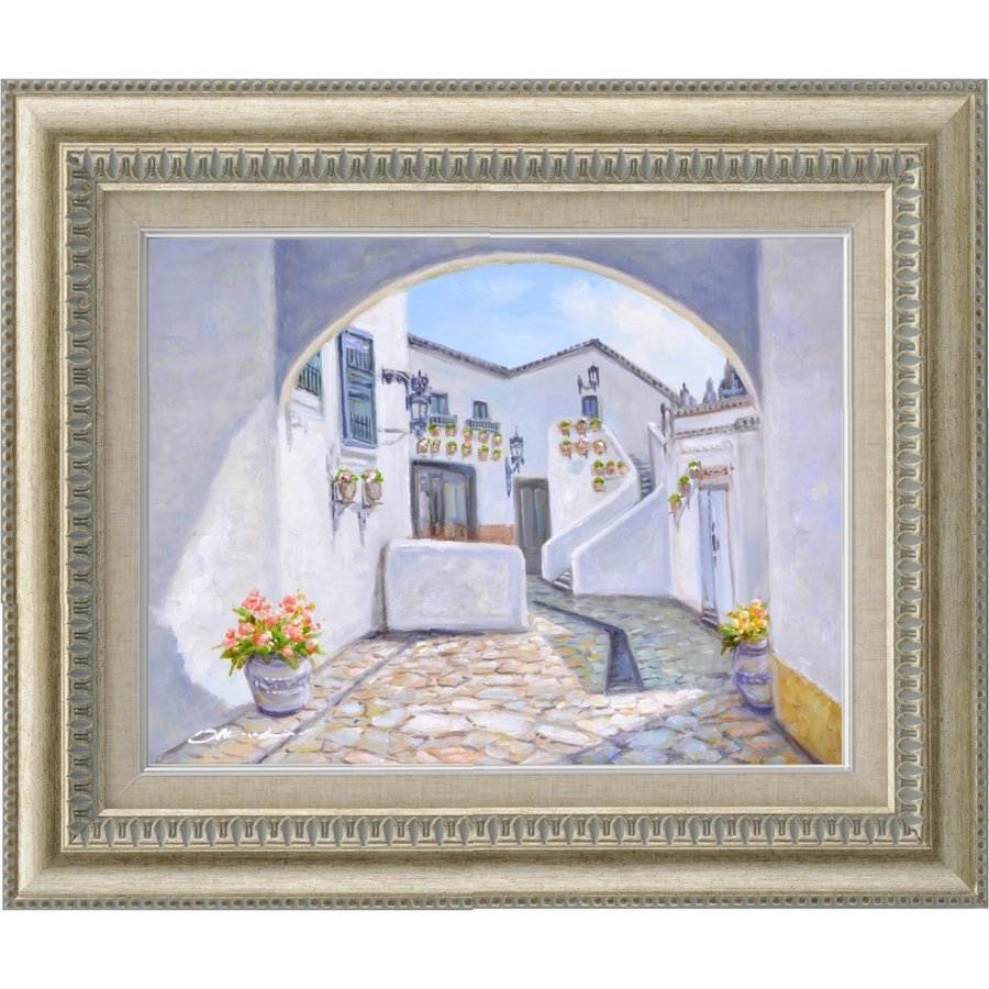 Oil painting, Western painting, hand-painted painting, selected art (with frame), size F6 Hitomi Okuda Cobblestone Street 9631 F6 Silver, painting, oil painting, Nature, Landscape painting