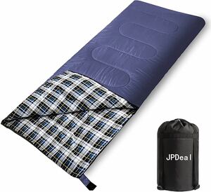 寝袋 シュラフ 封筒型 保温 軽量 210T防水シュラフ 快適温度-10℃~25℃ ブルー