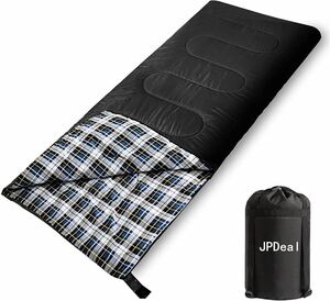 寝袋 シュラフ 封筒型 保温 軽量 210T防水シュラフ 快適温度-10℃~25℃ 黒