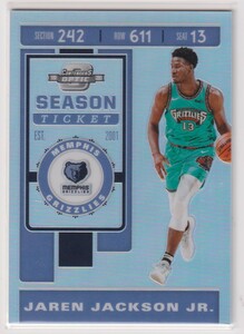 NBA JAREN JACKSON JR. SILVER PRIZM 2019-20 PANINI CONTENDERS OPTIC SEASON TICKET BASKETBALL No. 35 GRIZZLIES REFRACTOR