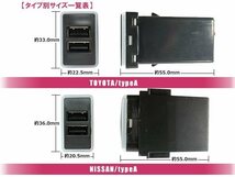 メール便 USBチャージャー スイッチホールカバー 3.0A 2ポート エスクァイア LEDカラー ホワイト！スモール トヨタAタイプ_画像3