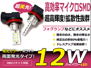 メール便送料無料 LEDフォグランプ デミオ DY3R、DY5R LEDバルブ ホワイト 6000K相当 9006 HB4 両面発光 SMD