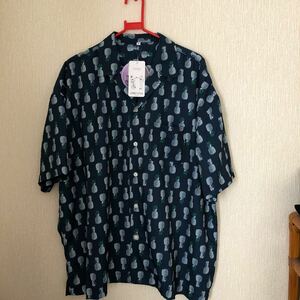 ☆パイナップル柄オシャレシャツ☆アロハシャツとして☆Mサイズ ビックシルエット