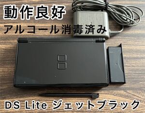 【動作良好】ニンテンドーDS Liteジェットブラック タッチペン 充電器 GBAカバー