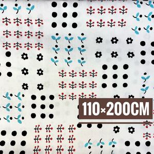 約110×200cm:日本製 sevenberry オックス キカツムギ クリーム / コットン 綿100% / 北欧 花 レトロ