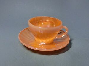 472153 Fire King Peach Lyrter Cup &amp; Buster ③ (Orange)