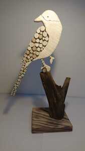 Art hand Auction Carpintería (pájaro salvaje, papamoscas azul y blanco), Artículos hechos a mano, interior, bienes varios, ornamento, objeto