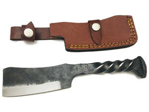 犬釘ナイフ　シースナイフ　鉈　革製シース付き　#4436　(検索ワード：　斧　鎌　サバイバルナイフ　鉄道 )