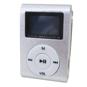  free shipping mail service MP3 player aluminium LCD screen attaching clip microSD type MP3 player silver x1 pcs 