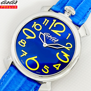 ¡Toma de corriente! Reloj Gaga Milano Nuevo 5090.09 Manuare Singh 46mm Azul Manuale Lizard Belt Mujer, línea Ka, gaga milano, manual