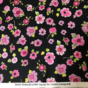 ロラライハリス Parlor Posies 黒生地