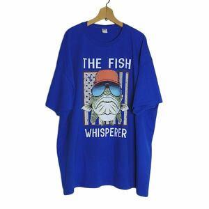 大きいサイズ Tシャツ 新品 FRUIT OF THE LOOM プリントTシャツ デッドストック メンズ 3XL 青色 魚 #2449