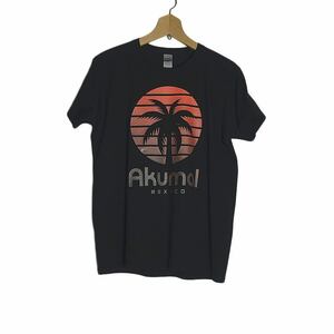 新品 レディース Tシャツ プリントTシャツ Mサイズ GILDAN ヤシの木 デッドストック ティーシャツ 黒 Akumal MEXICO #2456